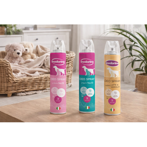 Inodorina DEO SPRAY TALCO Deodorante animali cani gatti profumato 300 ML Talco - immagine 3