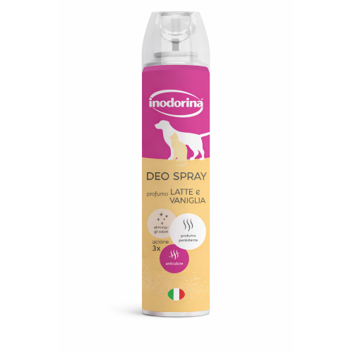 Inodorina DEO SPRAY LATTE VANIGLIA Deodorante animali cani gatti profumato 300 ML Latte Vaniglia