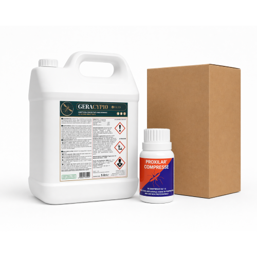 Ossian GERACYP 10 Insetticida Cipermetrina 10% Geraniolo mosche zanzare 5 LT + Proxilar antilarvale 10 gr