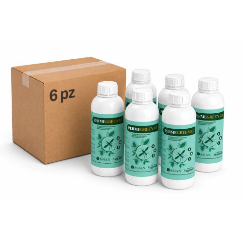 6 X Ossian PERMEGREEN Insetticida Permetrina Tetrametrina mosche zanzare da 1 LT