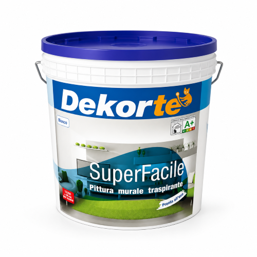 Dekorte' SUPERFACILE Idropittura murale opaca Traspirante Bianca pronto uso 14 LT
