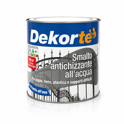 Dekorte' SMALTO ANTICHIZZANTE all'Acqua Antiruggine pronto uso 500 ML ARDESIA GRIGIO ARDESIA