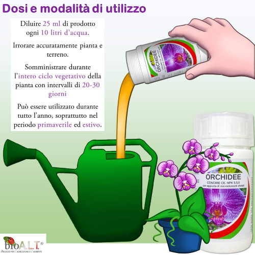 Bio ALT ORCHIDEE Concime fogliare NPK 5.5.5 microelementi chelati 250 ML - immagine 3