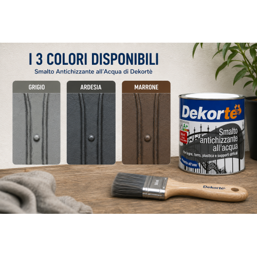Dekorte' SMALTO ANTICHIZZANTE all'Acqua Antiruggine pronto uso 500 ML GRAFITE - immagine 3