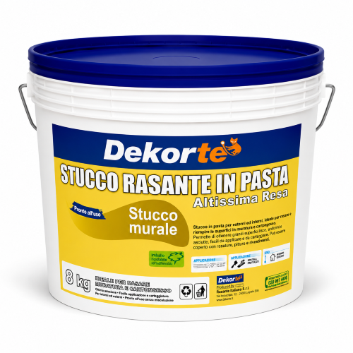Dekorte' STUCCO RASANTE Murale in pasta Alta resa uso interno 8 KG