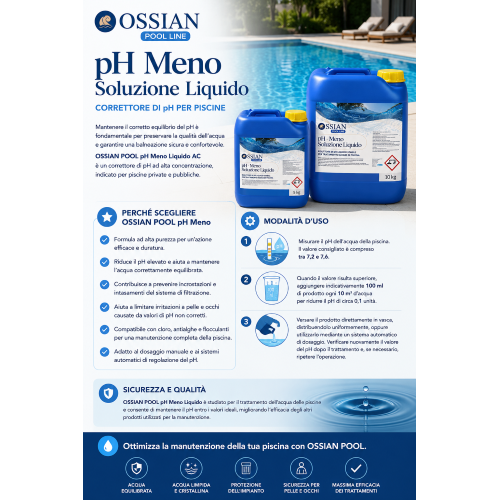 Ossian Pool PH MENO LIQUIDO CONCENTRATO Correttore Abbattitore Piscine 10 KG - immagine 3