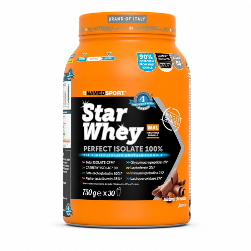 NamedSport STAR WHEY Siero del Latte Isolato Proteine gluten free 750 GR CHOCOLATE Sublime Chocolate