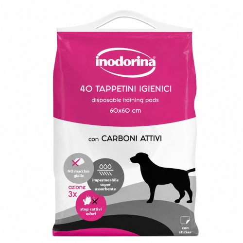 Inodorina TAPPETINO CARBONI ATTIVI Tappetini igienici training 40 pz 60x60 cm