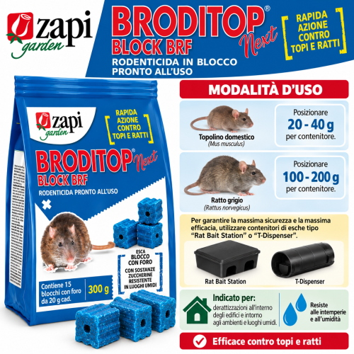 Zapi BRODITOP NEXT BLOCK BRF Topicida pronto uso 25 blocchi 300 GR - immagine 4
